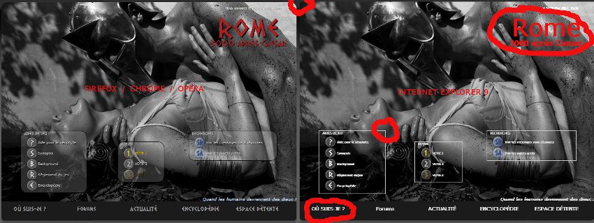 Image comparant le rendu entre Internet Explorer et Firefox